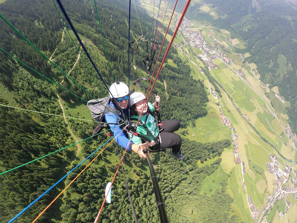 The blogger behind this post thousands of feet in the air paragliding
